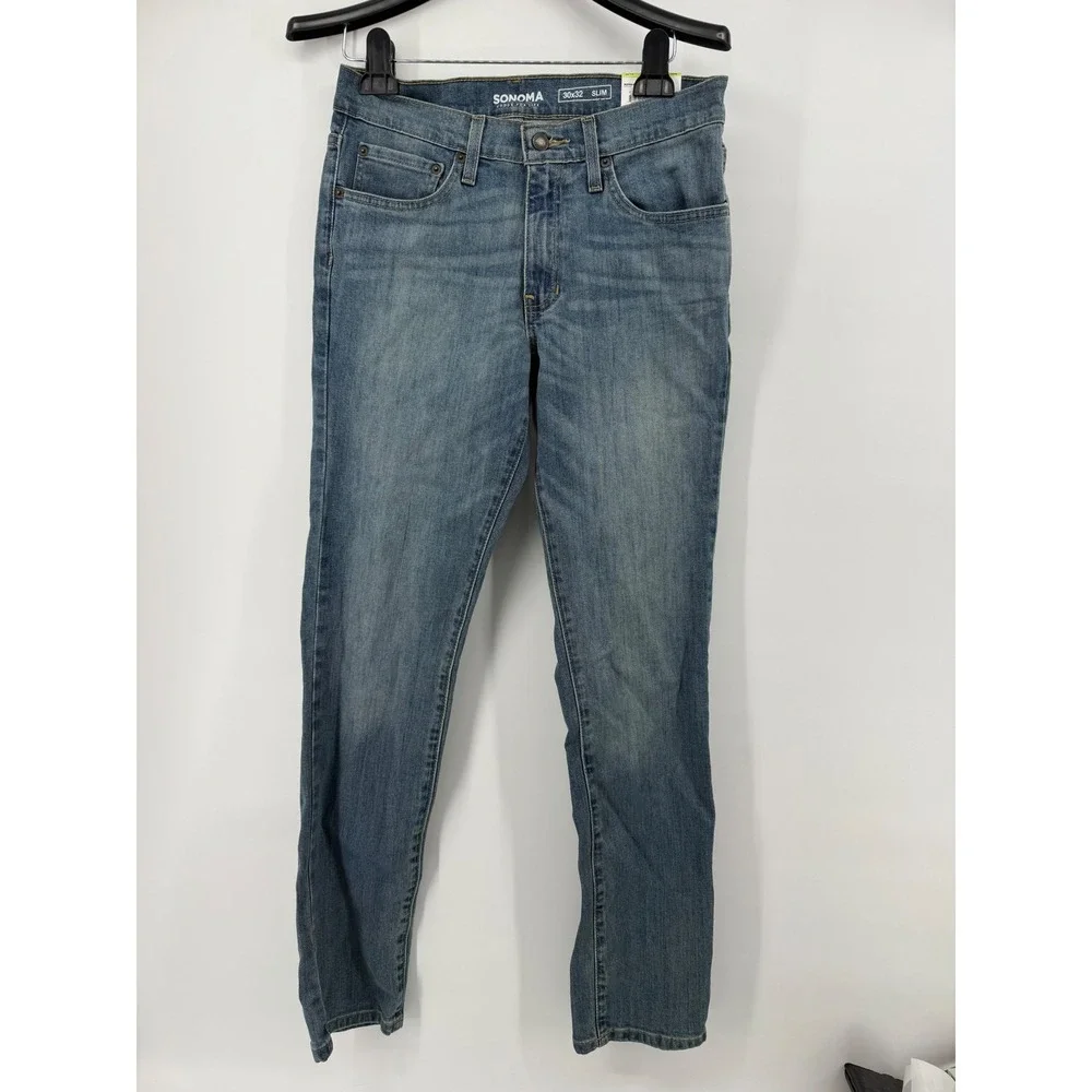 Sonoma Goods For Life Mens Slim Fit Stretch Jeans Medium Wash 30x32 Denim